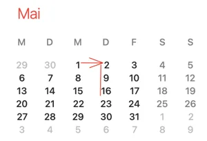 Kalender für Beispiel 6 und Fristenberechnung